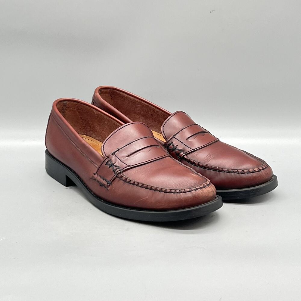 Bass Shoes Womens 8 Red Leather Weejuns Katherine Penny Loafer Flats Slip On